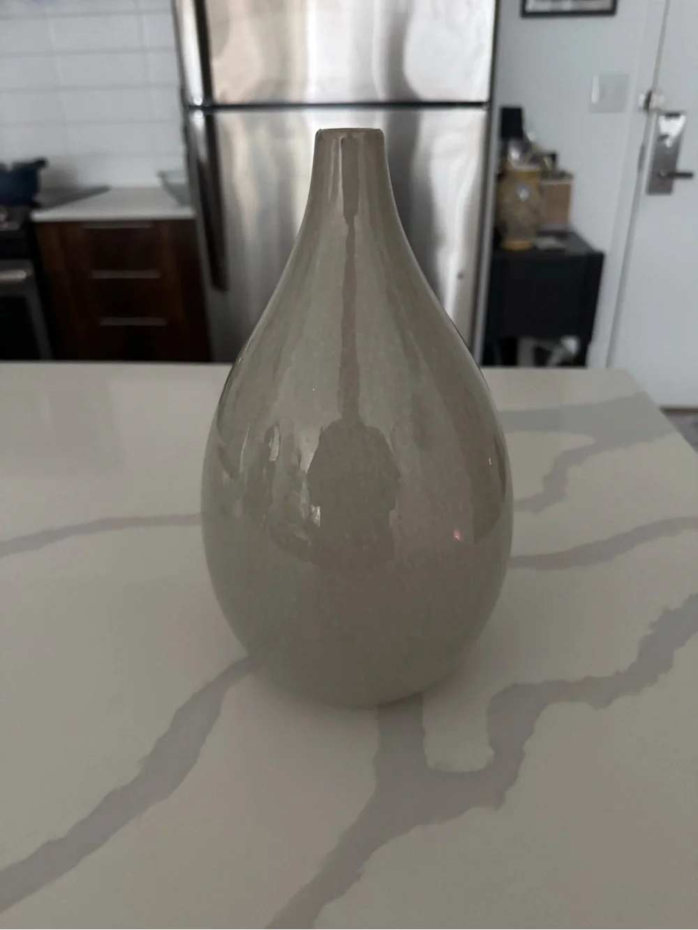 West Elm Neutral Ceramic Teardrop Vase - Home Accents